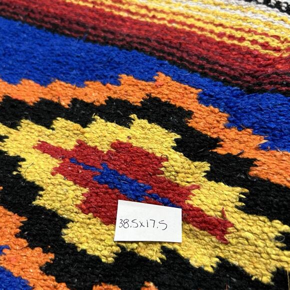 Southwestern Aztec Decor Rug Saltillo Hawkeye Textile Wall Hanging Mexico 38x17 main image 4